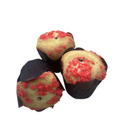 MUFFIN VANIGLIA FARCITI CON MORA DI BOSCO E CRUMBLE ROSSO 20 PZ